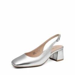 Slingback Chunky Square Toe Pumps SILVER -DREAM PAIRS Sales 0144 silver201 1