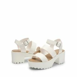 Buckle Strap Chunky Platform Sandals WHITE