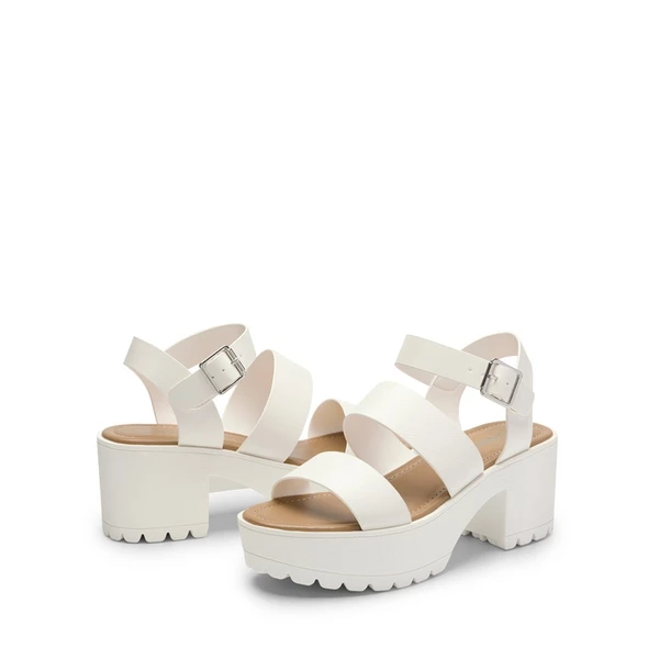 Buckle Strap Chunky Platform Sandals WHITE 3 Buckle Strap Chunky Platform Sandals WHITE