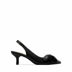 Bowknot Slingback Pointed Toe Kitten Heel Pumps BLACK PU -DREAM PAIRS Sales 0146 黑2 1