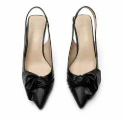 Bowknot Slingback Pointed Toe Kitten Heel Pumps BLACK PU -DREAM PAIRS Sales 0146 黑4