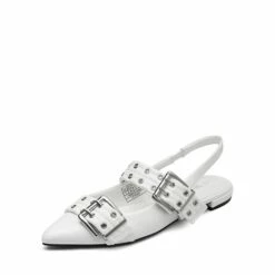 Buckle Straps Slingback Flats WHITE