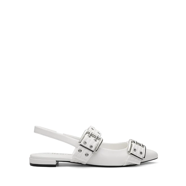 Buckle Straps Slingback Flats WHITE 9 Buckle Straps Slingback Flats WHITE - Image 7