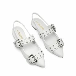 Buckle Straps Slingback Flats WHITE 14 Buckle Straps Slingback Flats WHITE -DREAM PAIRS Sales 0148 WHITE204