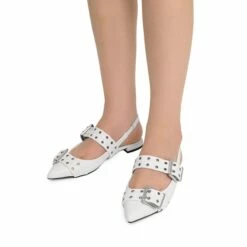 Buckle Straps Slingback Flats WHITE 11 Buckle Straps Slingback Flats WHITE -DREAM PAIRS Sales 0148 WHITE207
