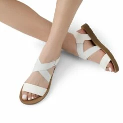 Criss Cross Ankle Strap Flat Sandals WHITE -DREAM PAIRS Sales 0151 白201