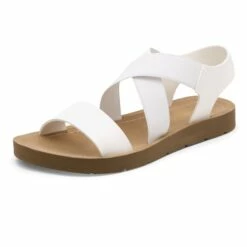 Criss Cross Ankle Strap Flat Sandals WHITE -DREAM PAIRS Sales 0151 白202