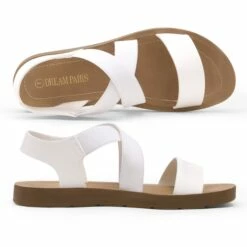 Criss Cross Ankle Strap Flat Sandals WHITE -DREAM PAIRS Sales 0151 白203