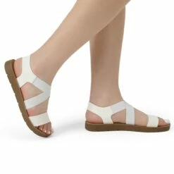 Criss Cross Ankle Strap Flat Sandals WHITE -DREAM PAIRS Sales 0151 白205