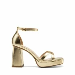 Crisscross Straps Platform Sandals GOLD