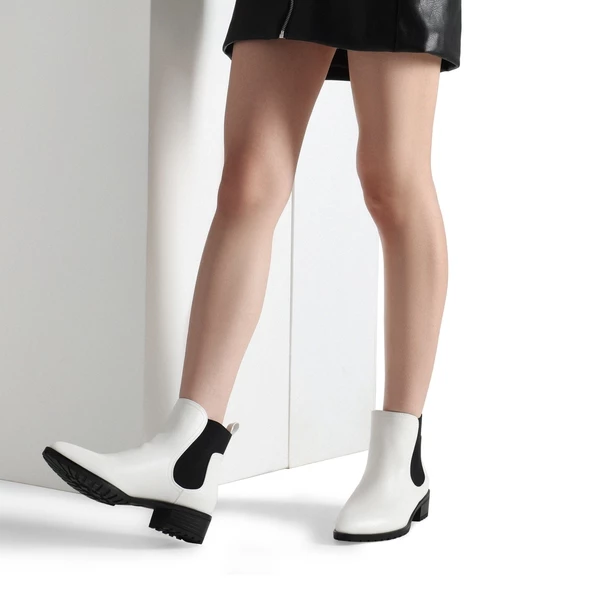 Pointed Toe Chelsea Platform Boots WHITE 3 Pointed Toe Chelsea Platform Boots WHITE