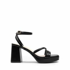 Multiple-strap Platform Heeled Sandals BLACK-PU -DREAM PAIRS Sales 0209 BLACK PU2 2