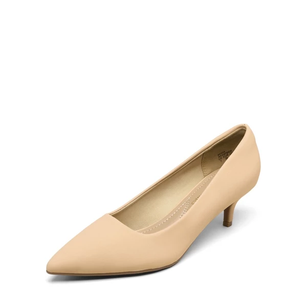 Wide Width Kitten Heel Pointed Toe Pumps NUDE-NUBUCK 4 Wide Width Kitten Heel Pointed Toe Pumps NUDE-NUBUCK - Image 2