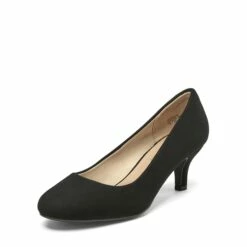 Wide Width Comfy Round Toe Low Heel Pumps BLACK-SUEDE 8 Wide Width Comfy Round Toe Low Heel Pumps BLACK-SUEDE -DREAM PAIRS Sales 0218 goods 01