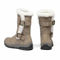 Black Leather Mid Calf Snow Boots KHAKI 11 Black Leather Mid Calf Snow Boots KHAKI -DREAM PAIRS Sales 0219 KHAKI 3