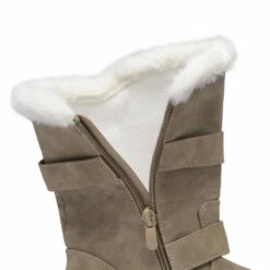 Black Leather Mid Calf Snow Boots KHAKI 12 Black Leather Mid Calf Snow Boots KHAKI -DREAM PAIRS Sales 0219 KHAKI 4