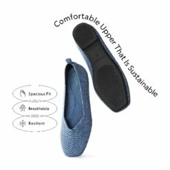 Women's Knitted Square Toe Flats DENIM BLUE -DREAM PAIRS Sales 0234 蓝2 1