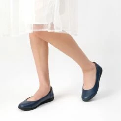 Comfortable Round Toe Ballet Flats NAVY -DREAM PAIRS Sales 0238 上脚蓝