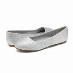 Wide Width Comfortable Ballerina Sparkly Flats SILVER-GLITTER 7 Wide Width Comfortable Ballerina Sparkly Flats SILVER-GLITTER -DREAM PAIRS Sales 0247 DREAM PAIRS Women SOLE SIMPLE SILVER GLITTER 2