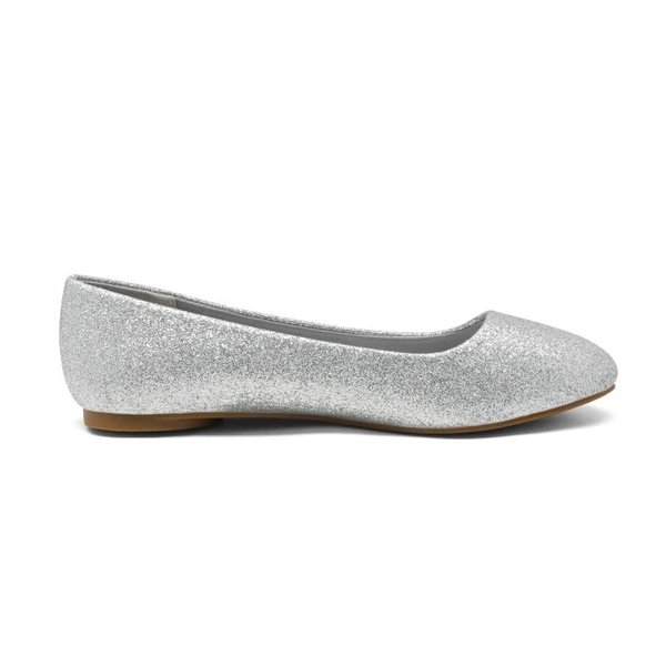 Wide Width Comfortable Ballerina Sparkly Flats SILVER-GLITTER 3 Wide Width Comfortable Ballerina Sparkly Flats SILVER-GLITTER