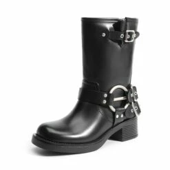 Buckle Straps Moto Boots BLACK 17 Buckle Straps Moto Boots BLACK -DREAM PAIRS Sales 0248 BLACK1