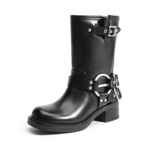 Buckle Straps Moto Boots BLACK 10 Buckle Straps Moto Boots BLACK - Image 8