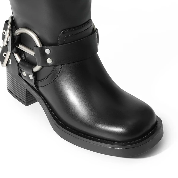 Buckle Straps Moto Boots BLACK 6 Buckle Straps Moto Boots BLACK - Image 4