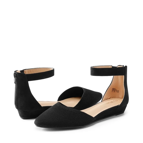 Ankle Strap Low Wedge Pumps BLACK KNIT 4 Ankle Strap Low Wedge Pumps BLACK KNIT - Image 2