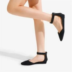 Ankle Strap Low Wedge Pumps BLACK KNIT 11 Ankle Strap Low Wedge Pumps BLACK KNIT -DREAM PAIRS Sales 0249 BLACK 4