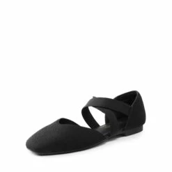 Sustainable Criss Cross Knit Ballet Flats BLACK-ECO -DREAM PAIRS Sales 0249 BLACK1