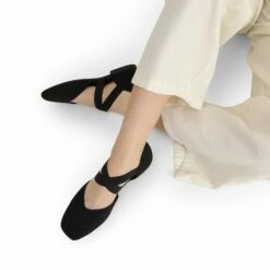 Sustainable Criss Cross Knit Ballet Flats BLACK-ECO -DREAM PAIRS Sales 0249 BLACK7