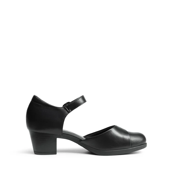 Comfortable Strap Low Block Heel Pumps BLACK 6 Comfortable Strap Low Block Heel Pumps BLACK - Image 4