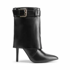 Denim Buckle Strap Stiletto Heel Boots BLACK 11 Denim Buckle Strap Stiletto Heel Boots BLACK -DREAM PAIRS Sales 0255 black2