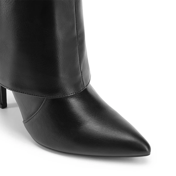 Denim Buckle Strap Stiletto Heel Boots BLACK 3 Denim Buckle Strap Stiletto Heel Boots BLACK