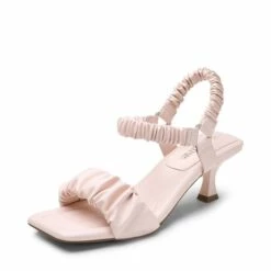[Wonder Cloud] Aphrodite Ruched Square Toe Kitten Heel Sandals PINK -DREAM PAIRS Sales 0258 PINK 1