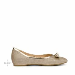 Square Toe Low Wedge Bow Flats GOLD GLITTER -DREAM PAIRS Sales 0301 GOLD 1