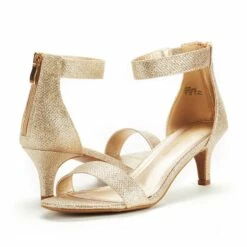Wide Width Open Toe Kitten Heel Sandals GOLD-GLITTER -DREAM PAIRS Sales 0312 7