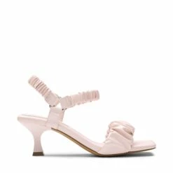 [Wonder Cloud] Aphrodite Ruched Square Toe Kitten Heel Sandals PINK