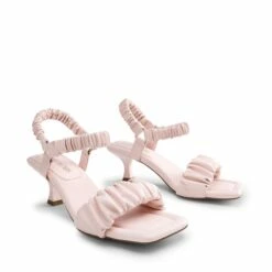 [Wonder Cloud] Aphrodite Ruched Square Toe Kitten Heel Sandals PINK -DREAM PAIRS Sales 0312 PINK 3