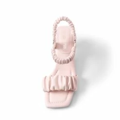 [Wonder Cloud] Aphrodite Ruched Square Toe Kitten Heel Sandals PINK -DREAM PAIRS Sales 0312 PINK 4