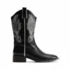 Vintage Square Toe Embroidery Cowgirl Boots BLACK -DREAM PAIRS Sales 0313 BLACK2