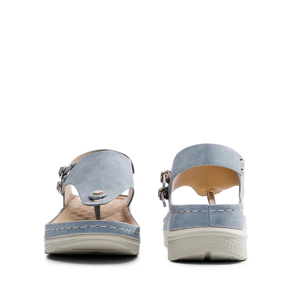 Massage Footbed T-strap Comfortable Sandals BLUE 4 Massage Footbed T-strap Comfortable Sandals BLUE - Image 2