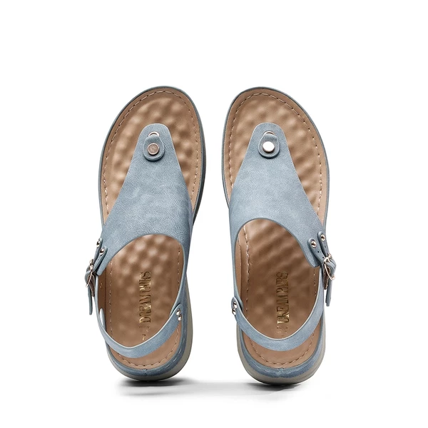 Massage Footbed T-strap Comfortable Sandals BLUE 7 Massage Footbed T-strap Comfortable Sandals BLUE - Image 5