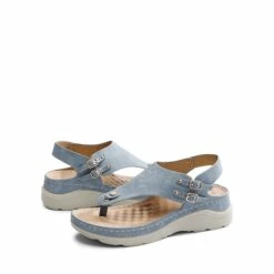 Massage Footbed T-strap Comfortable Sandals BLUE 10 Massage Footbed T-strap Comfortable Sandals BLUE -DREAM PAIRS Sales 0313 BLUE 6