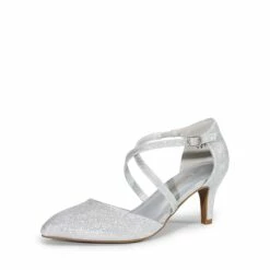 Pointed Toe Kitten Heel Dress Pumps SILVER-GLITTER -DREAM PAIRS Sales 0313 SILVER1