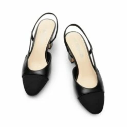 Ankle Strap Slingback Cap Toe Pumps BLACK