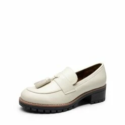 Tassels Chunky Penny Loafers BEIGE-PU -DREAM PAIRS Sales 0320 BEIGE PU1