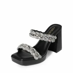 Rhinestone Braided Strap Heel Sandals BLACK-RHINESTONE -DREAM PAIRS Sales 0327 BLACK RHINESTONE1