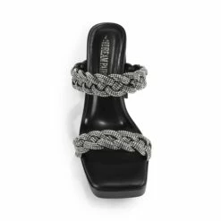 Rhinestone Braided Strap Heel Sandals BLACK-RHINESTONE -DREAM PAIRS Sales 0327 BLACK RHINESTONE3