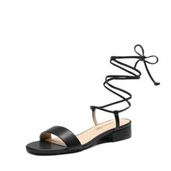 Strappy Lace Up Low Heel Sandals BLACK 8 Strappy Lace Up Low Heel Sandals BLACK -DREAM PAIRS Sales 0328 BLACK 1